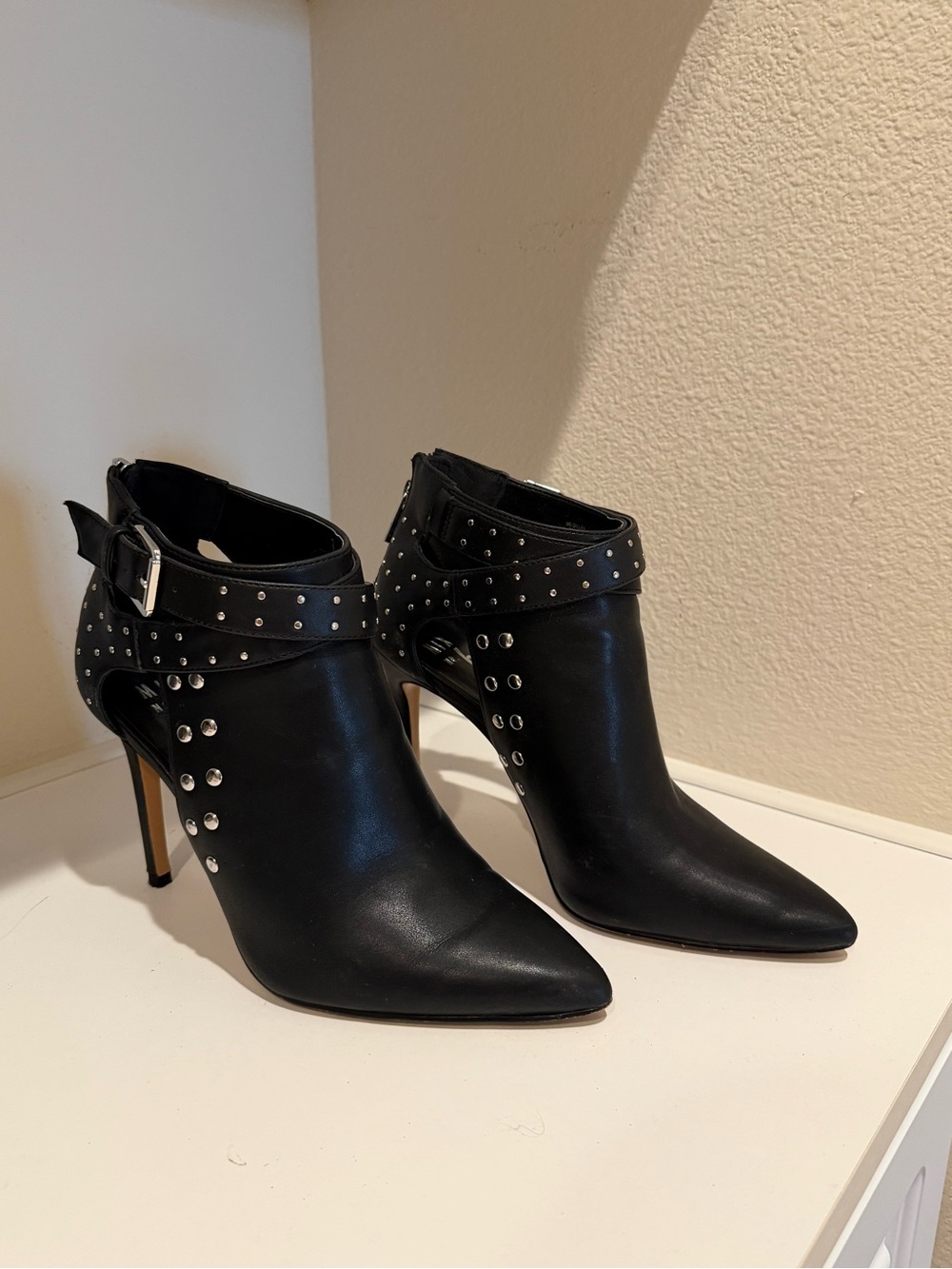 Mix No. 6 Black Studded Pointed-Toe Ankle Boots